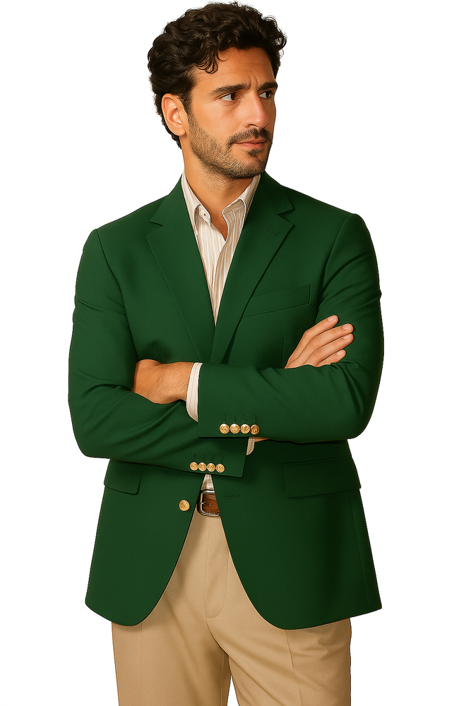 Brass Buttons Two Button Cheap Priced Unique Dress Blazer Jacket For Men Sale Augusta Green Blazer (Men +Women)