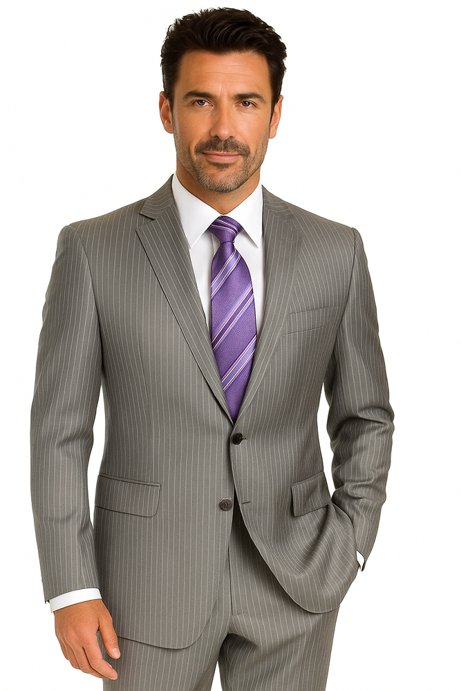 Mix and Match Suits Suit Separate Men's 2 Button 100% Wool Suit Medium Grey Pinstripe ~ Stripe Discounted Online Sale Only