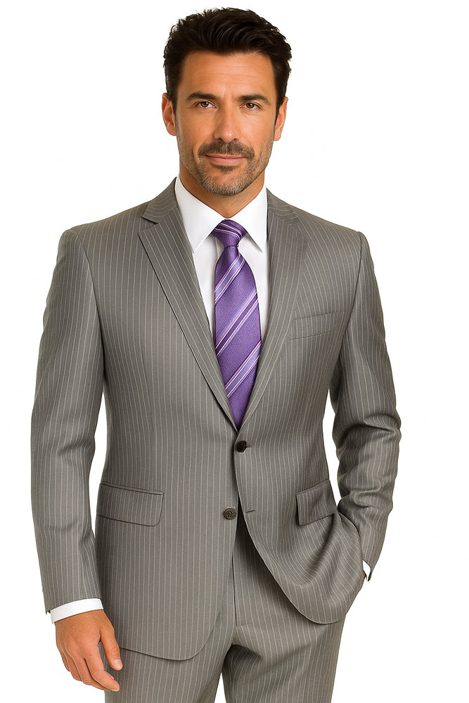 Mix and Match Suits Suit Separate Men's 2 Button 100% Wool Suit Medium Grey Pinstripe ~ Stripe Discounted Online Sale Only