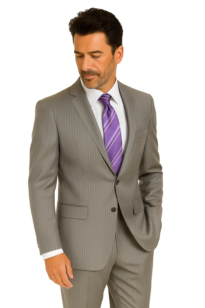 Mix and Match Suits Suit Separate Men's 2 Button 100% Wool Suit Medium Grey Pinstripe ~ Stripe Discounted Online Sale Only