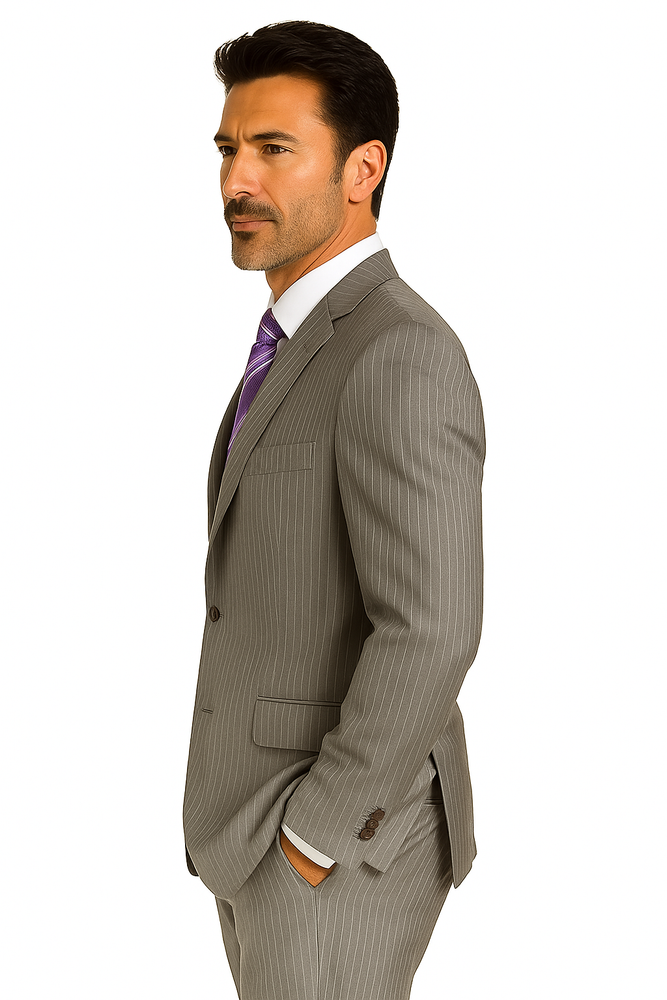 Mix and Match Suits Suit Separate Men's 2 Button 100% Wool Suit Medium Grey Pinstripe ~ Stripe Discounted Online Sale Only