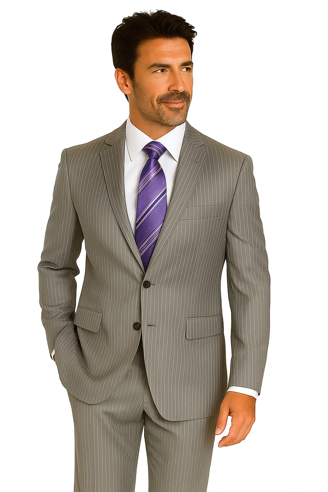 Mix and Match Suits Suit Separate Men's 2 Button 100% Wool Suit Medium Grey Pinstripe ~ Stripe Discounted Online Sale Only