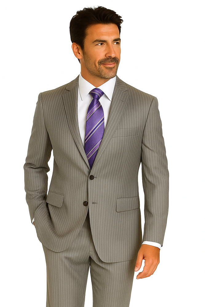 Mix and Match Suits Suit Separate Men's 2 Button 100% Wool Suit Medium Grey Pinstripe ~ Stripe Discounted Online Sale Only