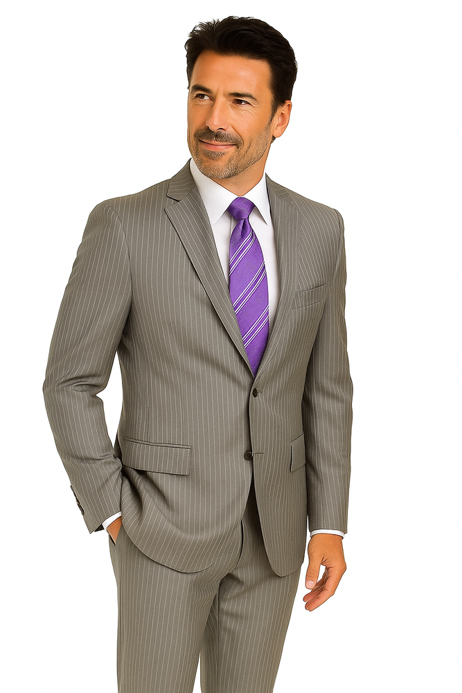 Mix and Match Suits Suit Separate Men's 2 Button 100% Wool Suit Medium Grey Pinstripe ~ Stripe Discounted Online Sale Only