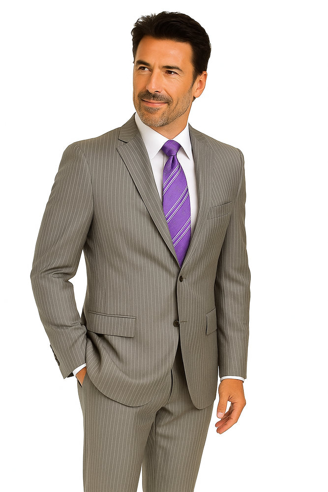 Mix and Match Suits Suit Separate Men's 2 Button 100% Wool Suit Medium Grey Pinstripe ~ Stripe Discounted Online Sale Only