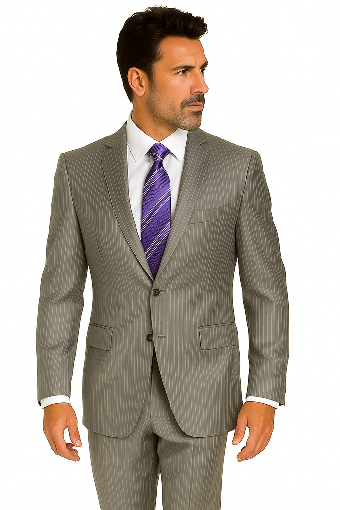 Mix and Match Suits Suit Separate Men's 2 Button 100% Wool Suit Medium Grey Pinstripe ~ Stripe Discounted Online Sale Only