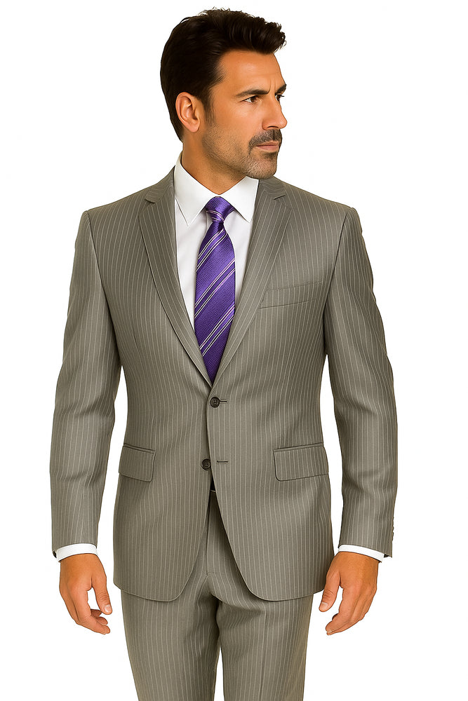 Mix and Match Suits Suit Separate Men's 2 Button 100% Wool Suit Medium Grey Pinstripe ~ Stripe Discounted Online Sale Only