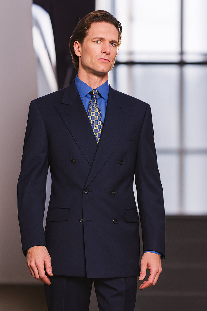Men's Double Breasted Worsted Virgin Wool Suit