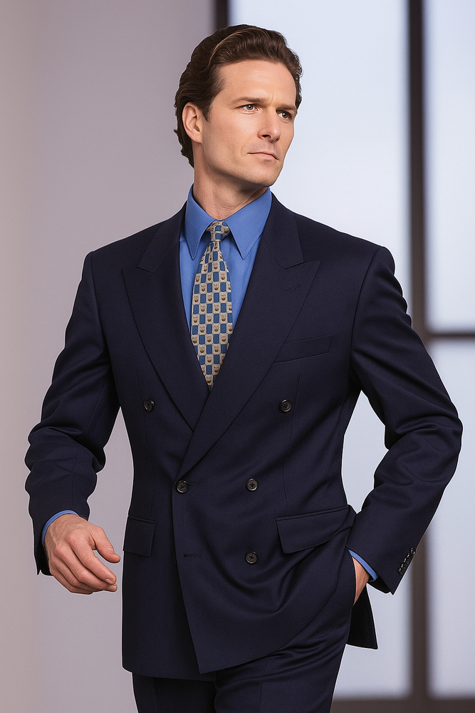 Men's Double Breasted Worsted Virgin Wool Suit