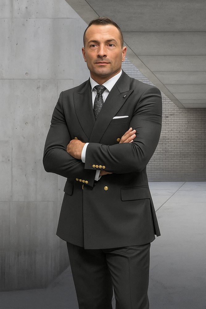 Mens 100% Wool 2 Piece Suit - Wide Peak Lapel Heather Charcoal