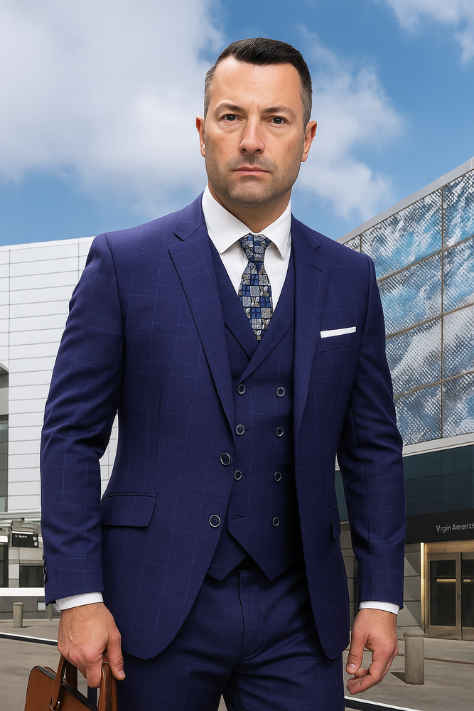 To Statement Suit ITALY - Double Breasted Vest - Wool Suits - Modern Fit Perfect For Business