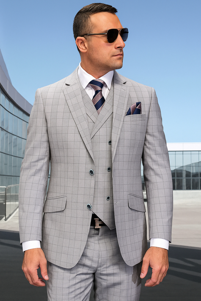 To Statement Suit ITALY - Double Breasted Vest - Wool Suits - Modern Fit Perfect For Business