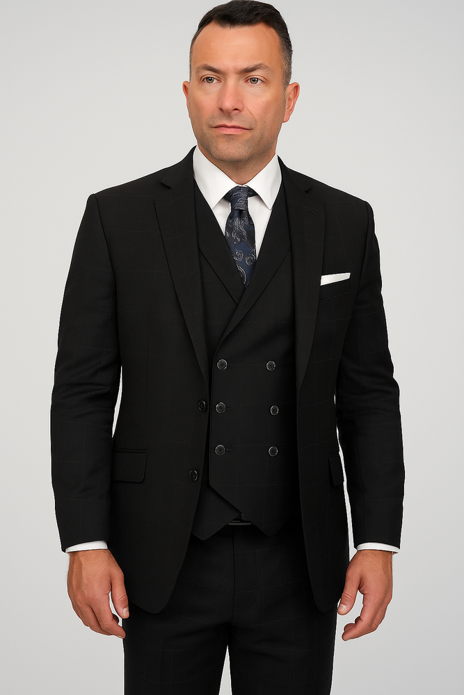 To Statement Suit ITALY - Double Breasted Vest - Wool Suits - Modern Fit Perfect For Business