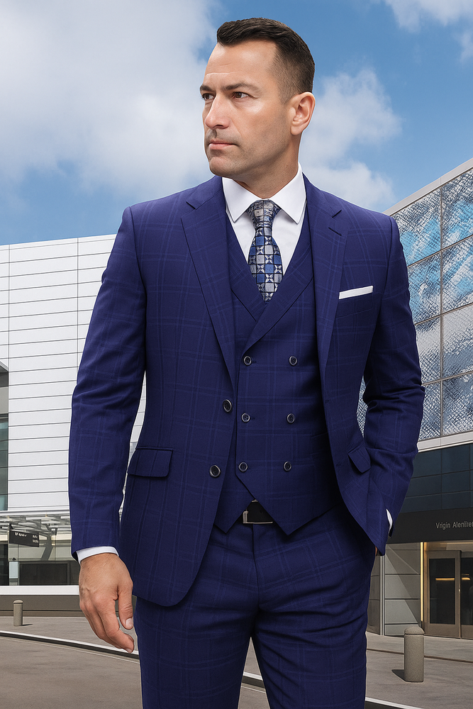 To Statement Suit ITALY - Double Breasted Vest - Wool Suits - Modern Fit Perfect For Business