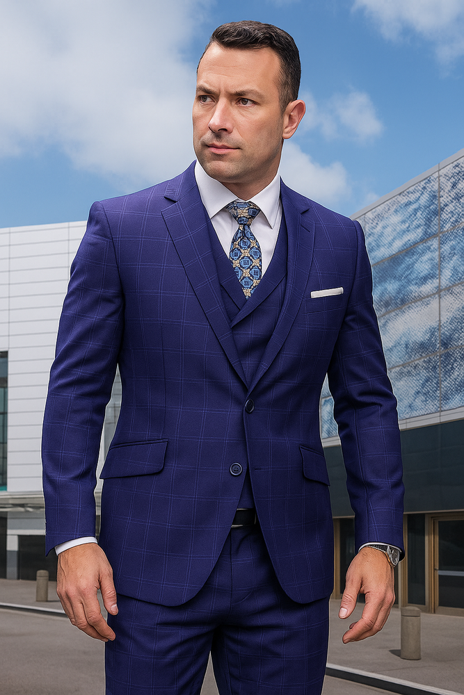 To Statement Suit ITALY - Double Breasted Vest - Wool Suits - Modern Fit Perfect For Business