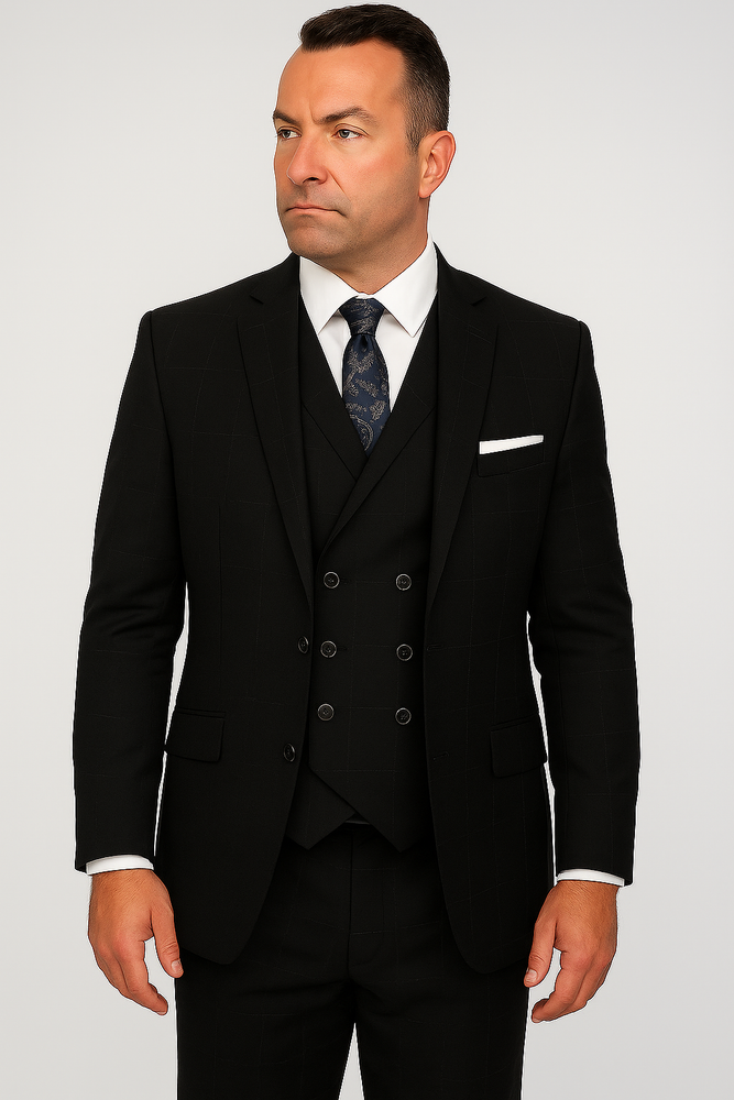 To Statement Suit ITALY - Double Breasted Vest - Wool Suits - Modern Fit Perfect For Business