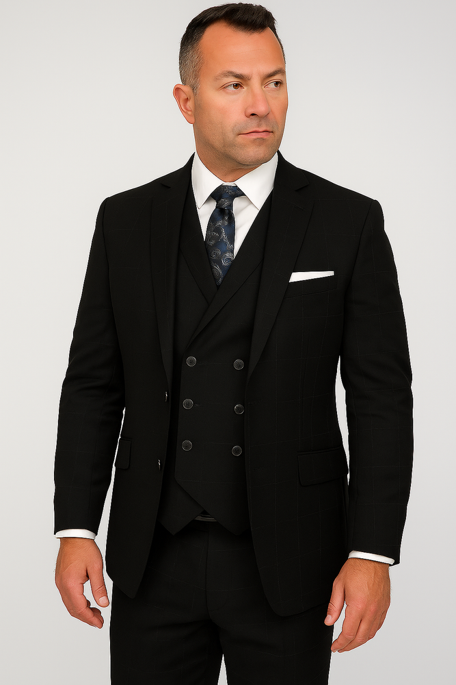 To Statement Suit ITALY - Double Breasted Vest - Wool Suits - Modern Fit Perfect For Business