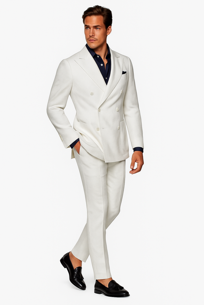 White Linen Suit - Double Breasted Summer Suits