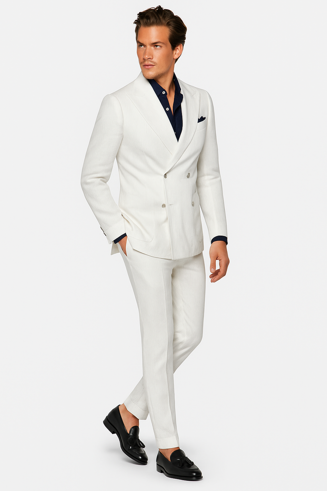 White Linen Suit - Double Breasted Summer Suits