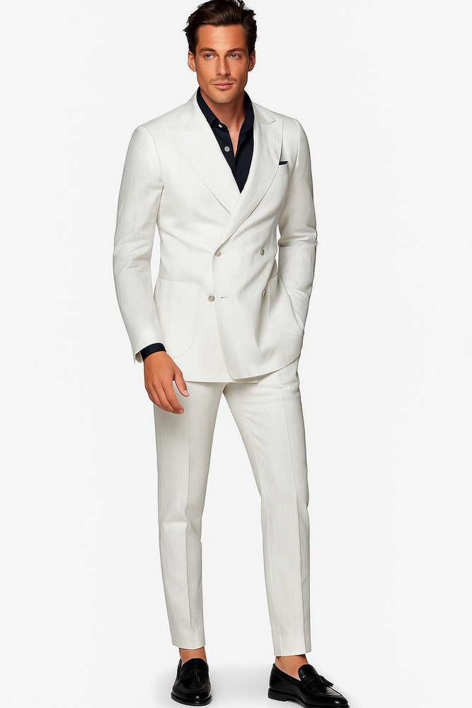 White Linen Suit - Double Breasted Summer Suits