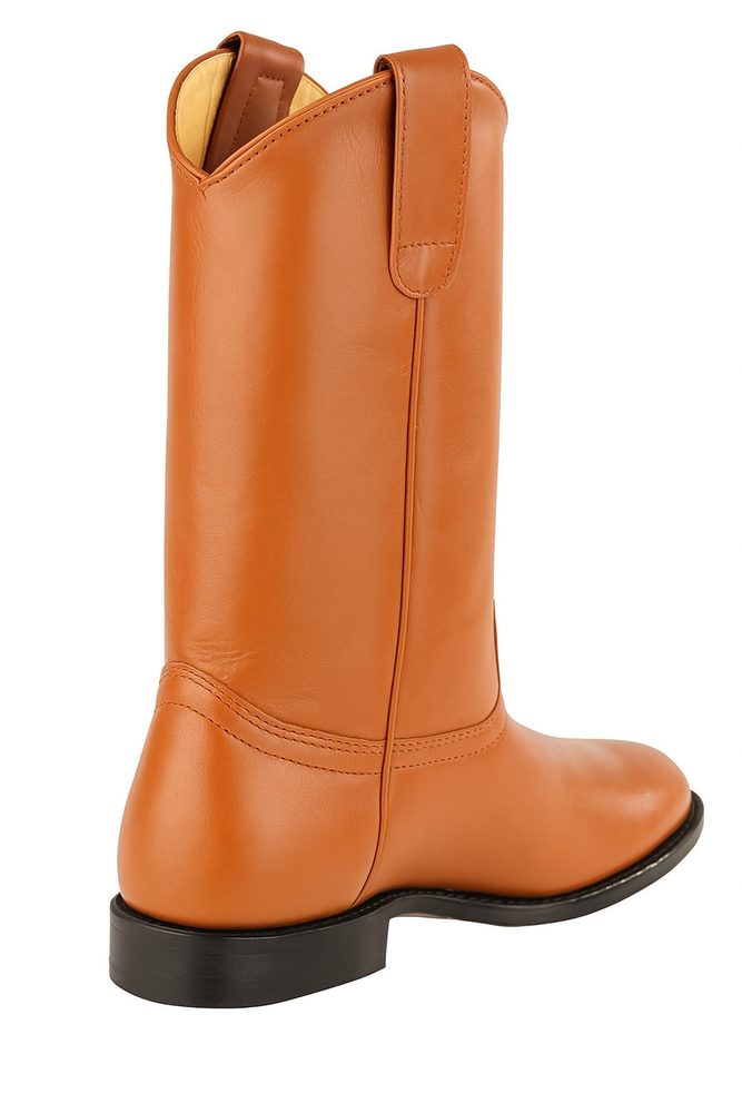 Mens Pull On Roper Boots With Leather Sole Honey Deerskin Boots - Deer Boots - Deer Skin Boots