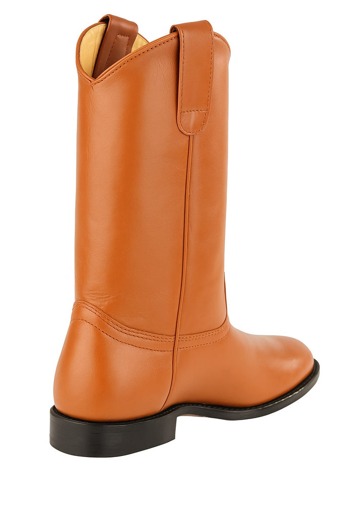 Mens Pull On Roper Boots With Leather Sole Honey Deerskin Boots - Deer Boots - Deer Skin Boots
