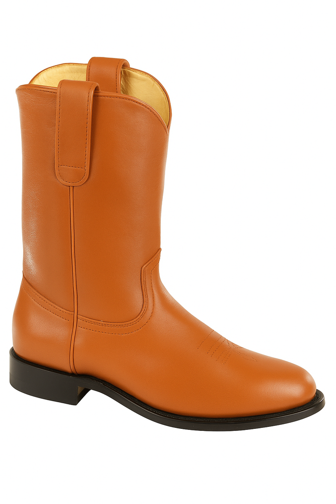 Mens Pull On Roper Boots With Leather Sole Honey Deerskin Boots - Deer Boots - Deer Skin Boots