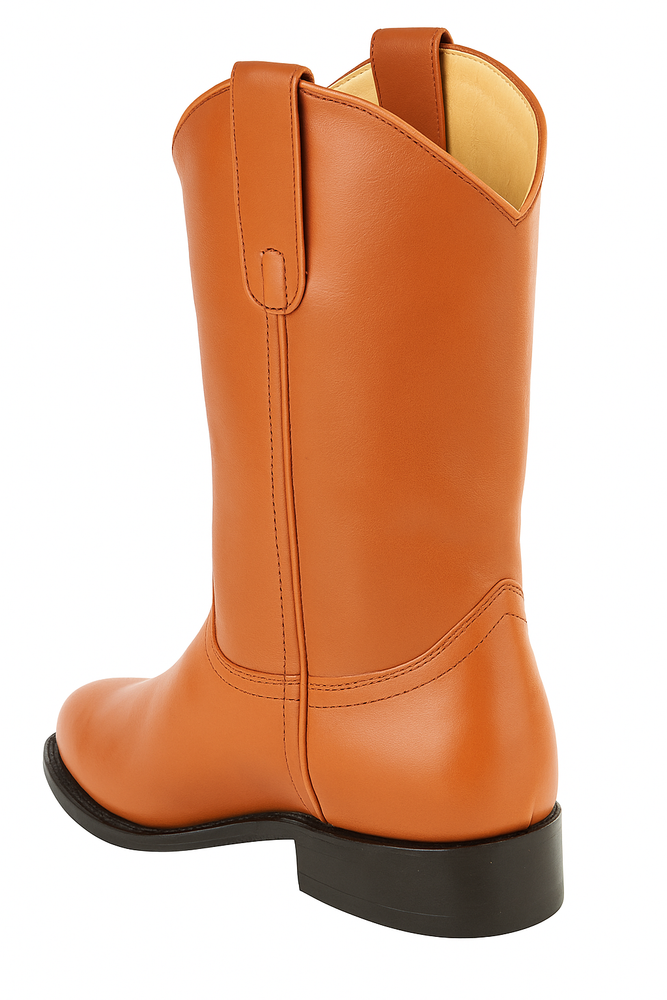 Mens Pull On Roper Boots With Leather Sole Honey Deerskin Boots - Deer Boots - Deer Skin Boots