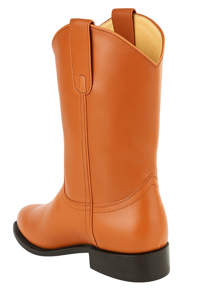 Mens Pull On Roper Boots With Leather Sole Honey Deerskin Boots - Deer Boots - Deer Skin Boots