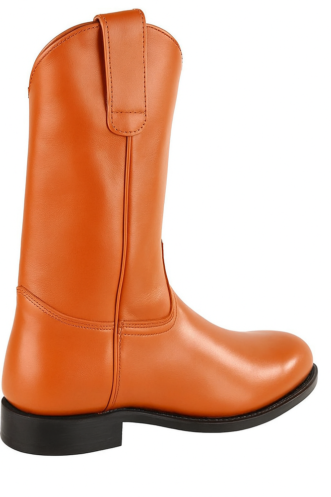 Mens Pull On Roper Boots With Leather Sole Honey Deerskin Boots - Deer Boots - Deer Skin Boots