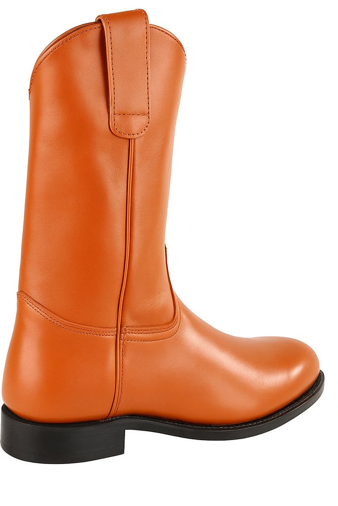 Mens Pull On Roper Boots With Leather Sole Honey Deerskin Boots - Deer Boots - Deer Skin Boots