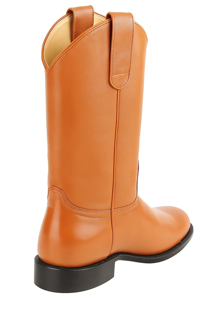 Mens Pull On Roper Boots With Leather Sole Honey Deerskin Boots - Deer Boots - Deer Skin Boots