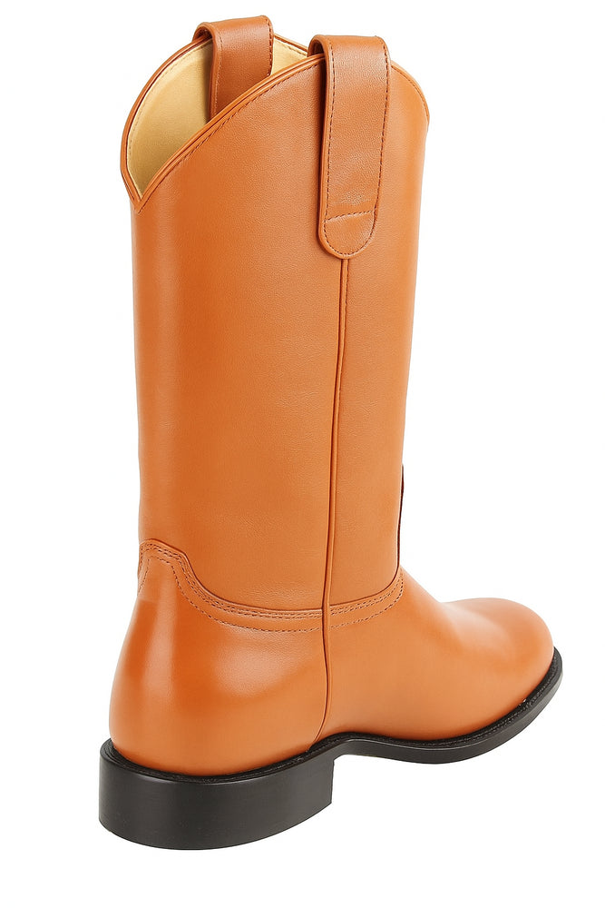 Mens Pull On Roper Boots With Leather Sole Honey Deerskin Boots - Deer Boots - Deer Skin Boots
