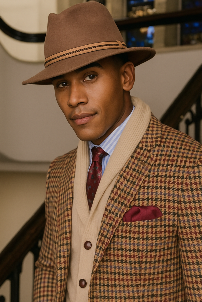 Mens Brown Tweed Suit - Brown Plaid Suit - Tweed Wool Suit