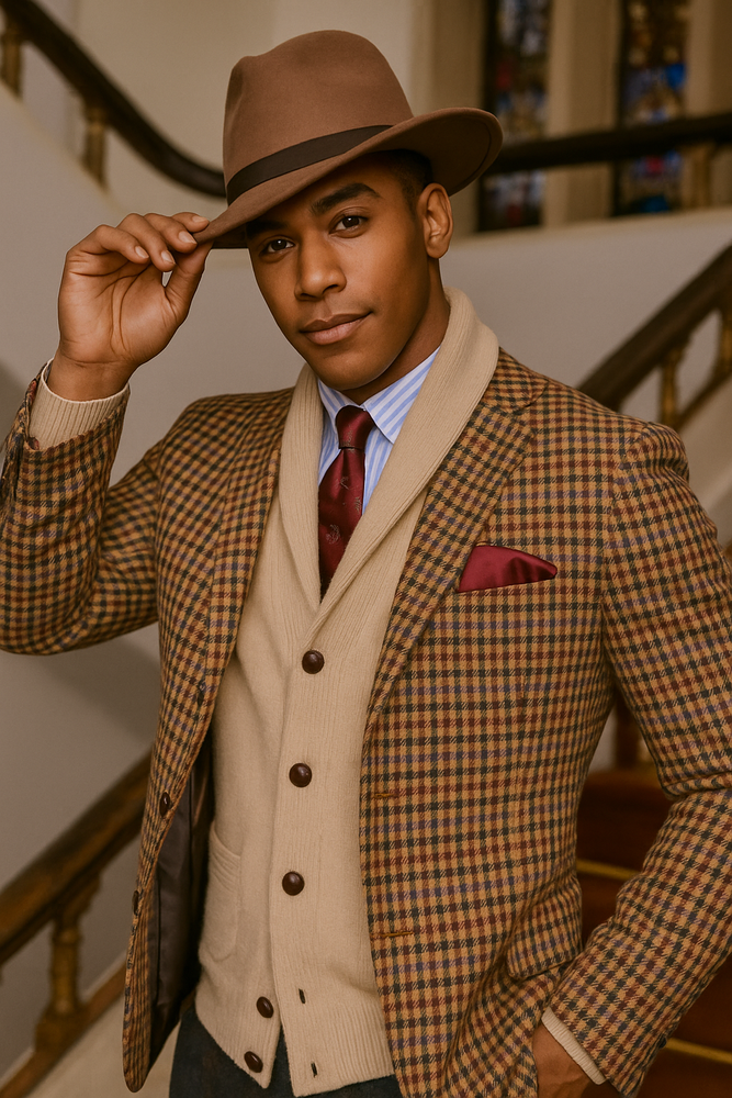 Mens Brown Tweed Suit - Brown Plaid Suit - Tweed Wool Suit