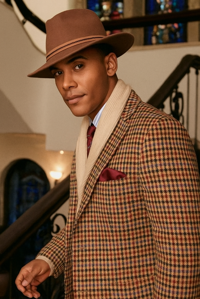 Mens Brown Tweed Suit - Brown Plaid Suit - Tweed Wool Suit