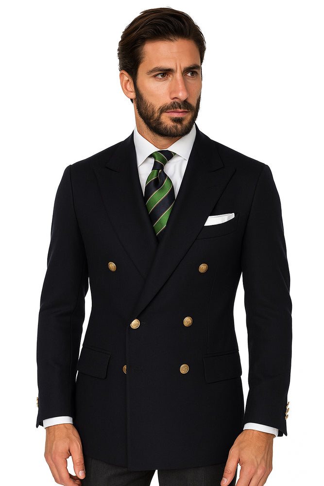 Quality Solid Black Double Breasted Suit Blazer With Best Cut & Fabric Men's