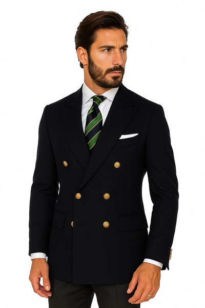 Quality Solid Black Double Breasted Suit Blazer With Best Cut & Fabric Men's