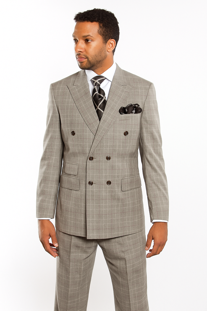 Men s Light Gray Plaid Windowpane Can be Blazer