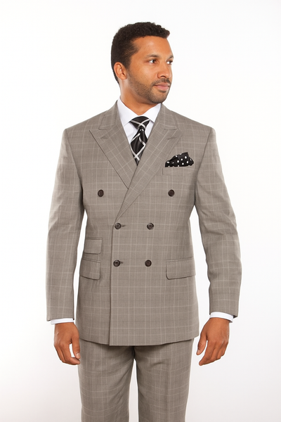 Men s Light Gray Plaid Windowpane Can be Blazer