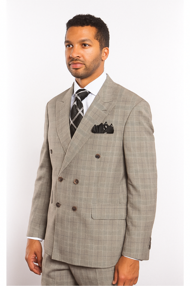 Men s Light Gray Plaid Windowpane Can be Blazer