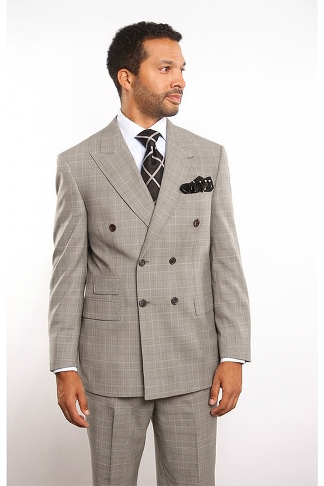Men s Light Gray Plaid Windowpane Can be Blazer