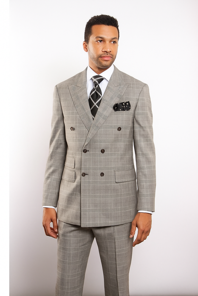 Men s Light Gray Plaid Windowpane Can be Blazer