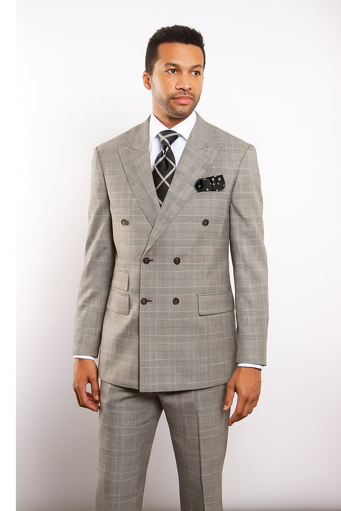 Men s Light Gray Plaid Windowpane Can be Blazer