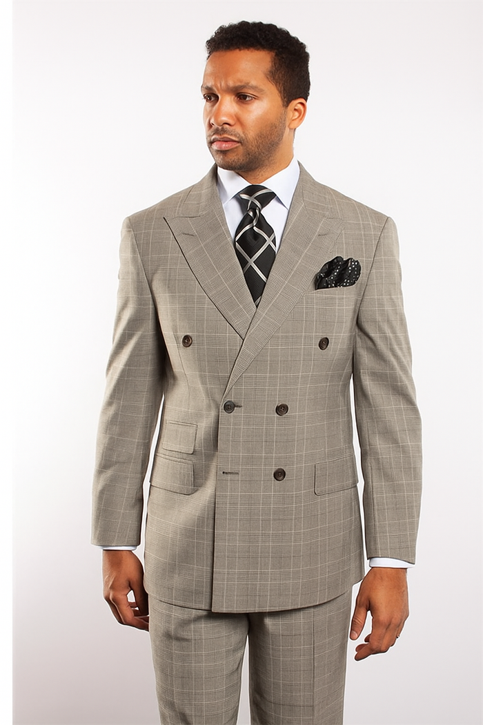 Men s Light Gray Plaid Windowpane Can be Blazer