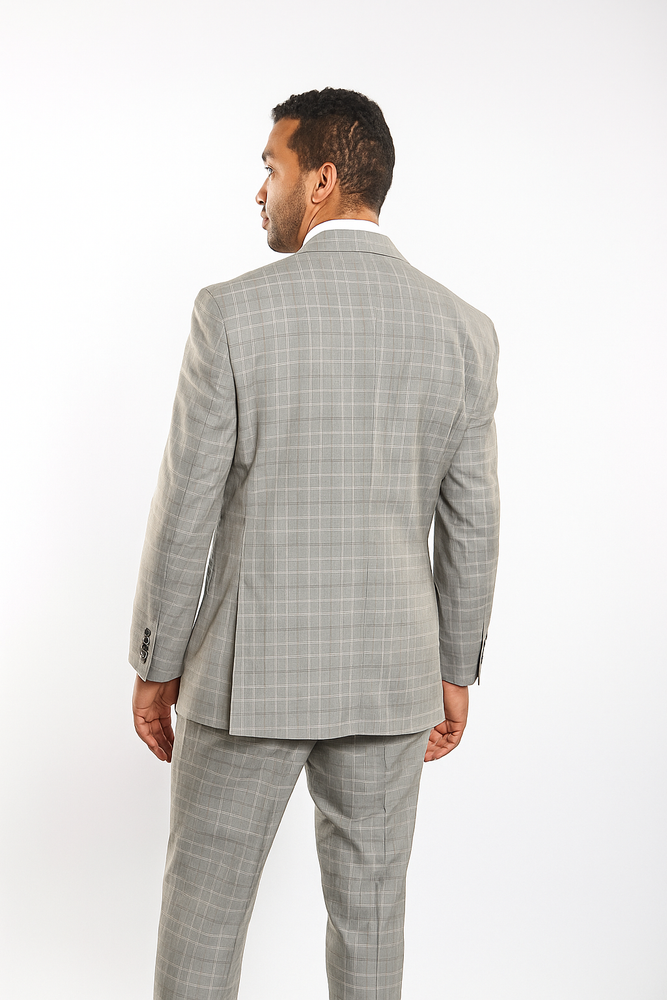 Men s Light Gray Plaid Windowpane Can be Blazer