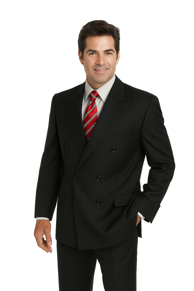 Men's Double Breasted Suits Men's Charcoal Pinstripe 2 Piece Suit
