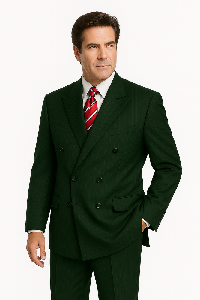 Men's Double Breasted Suits Men's Charcoal Pinstripe 2 Piece Suit