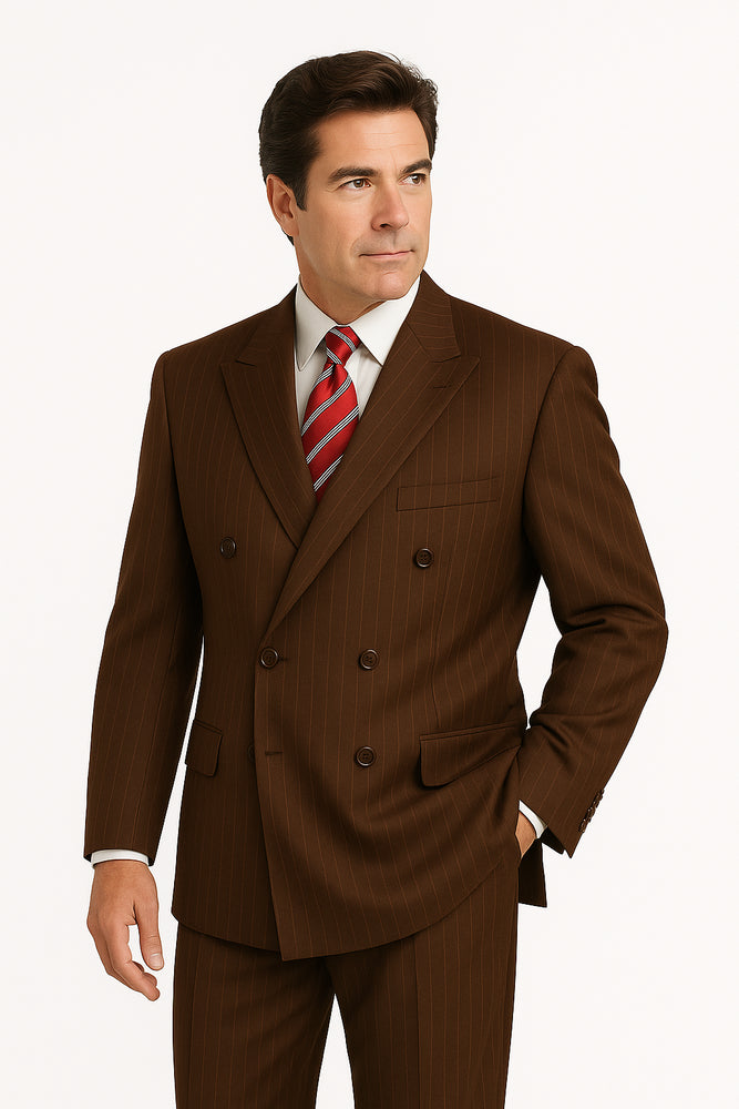 Men's Double Breasted Suits Men's Charcoal Pinstripe 2 Piece Suit