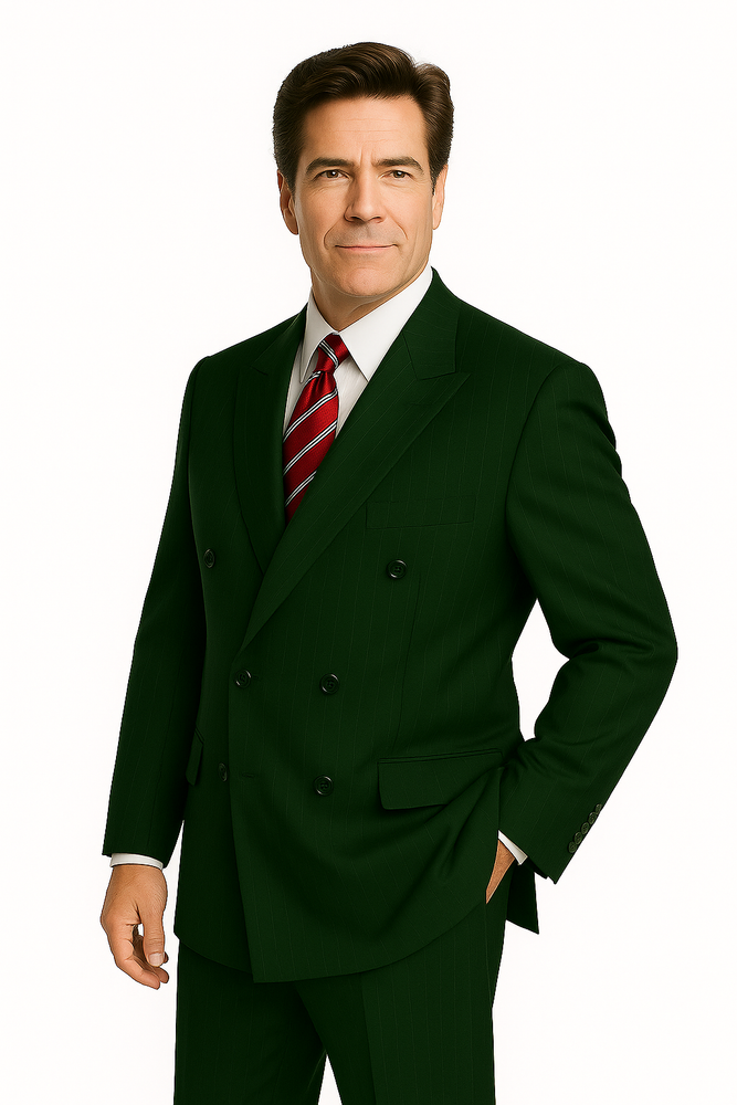 Men's Double Breasted Suits Men's Charcoal Pinstripe 2 Piece Suit